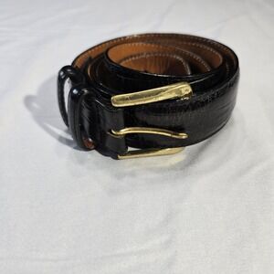 BRIGHTON EMBOSSED TEXTURED LEATHER BELT BROWN SOLID BRASS BUCKLE MEN SIZE‎ 40